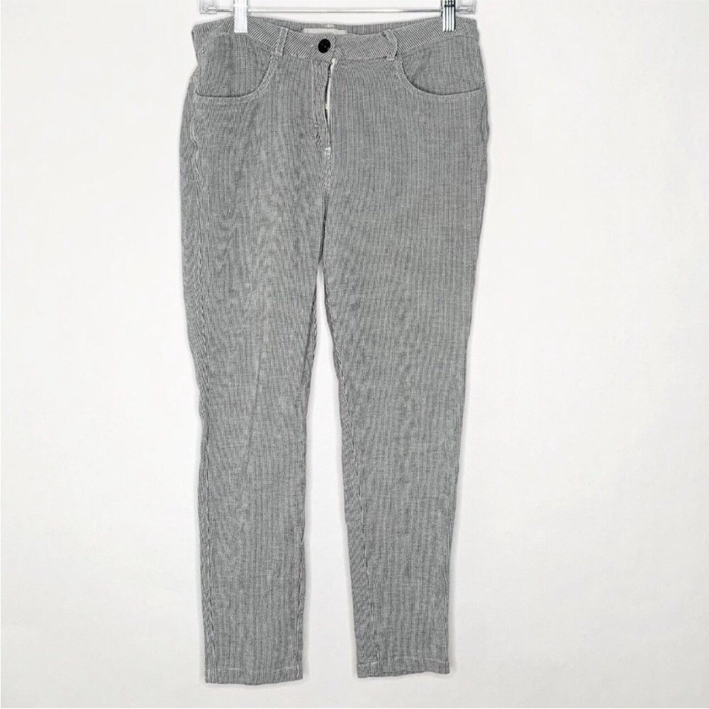 ICHI Ihhallii PA Blue Striped Linen Blend Ankle Pants Women's Size Medium